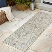 JONATHAN Y Lighting Savannah 2' x 8' Polypropylene Abstract, Moroccan & Tribal, and Trellis Indoor/Outdoor Runner Area Rug Cream / Navy