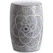 JONATHAN Y Lighting 12" Wide Ceramic Framed Coastal Accent Garden Stool Blue