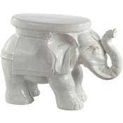 JONATHAN Y Lighting White Elephant 21" Wide Ceramic Accent Garden Stool Antique White