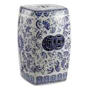 JONATHAN Y Lighting 13" Wide Ceramic Framed Bohemian Accent Garden Stool Blue / White