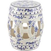 JONATHAN Y Lighting Lucky Coins 14" Wide Ceramic Accent Garden Stool Blue / White