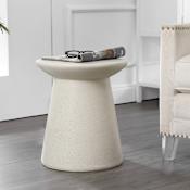 JONATHAN Y Lighting Hollie 16" Diameter Polyresin Accent Table Cream Terrazzo
