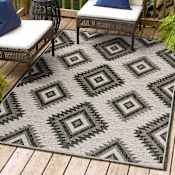 JONATHAN Y Lighting Tuscan Sun 3' x 5' Polypropylene Moroccan & Tribal Indoor/Outdoor Area Rug Black / Cream