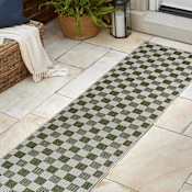 JONATHAN Y Lighting Tuscan Sun 2' x 7-3/4' Geometric and Traditional Indoor/Outdoor Runner Green / Cream