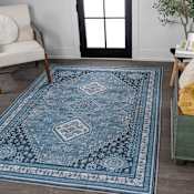 JONATHAN Y Lighting Washable 5-1/4' x 7-1/2' Chenille Geometric Indoor Area Rug Blue / Gray