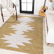 JONATHAN Y Lighting Washable 3' x 5' Polypropylene Geometric and Moroccan & Tribal Indoor Rectangular Area Rug Yellow / Cream