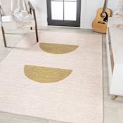 JONATHAN Y Lighting Washable 4' x 6' Polypropylene Geometric Indoor Rectangular Area Rug Cream / Yellow
