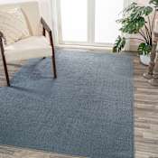 JONATHAN Y Lighting Washable 7-3/4' x 10' Polyester Solid Indoor Rectangular Area Rug Blue