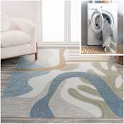 JONATHAN Y Lighting Washable 7-3/4' x 10' Polyester Abstract Indoor Rectangular Area Rug Cream / Multi