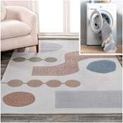 JONATHAN Y Lighting Washable 7-3/4' x 10' Polyester Abstract Indoor Rectangular Area Rug Cream / Multi