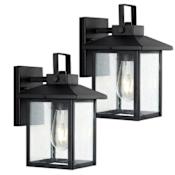 JONATHAN Y Lighting Bungalow 10" Tall LED Outdoor Wall Sconce - Set of 2 Black