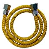 Jones Stephens 36" Stainless Steel Gas Connector with 3/8" and 1/4" Fittings Yellow