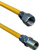 Jones Stephens 38" Yellow Coated Stainless Steel Gas Connector with 3/8" and 3/8" Fittings Yellow