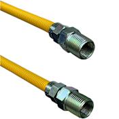 Jones Stephens 74" Yellow Coated Stainless Steel Gas Connector with 1/2" and 1/2" Fittings Yellow