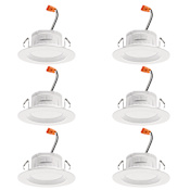 Juno Lighting RetroBasics 4" Integrated LED Switchable CCT Baffle Recessed Trim with Medium Base (E26) Adapter - Pack of 6 White
