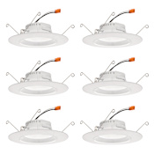Juno Lighting RetroBasics 5"/6" Integrated LED Switchable CCT Baffle Recessed Trim with Medium Base (E26) Adapter - Pack of 6 White