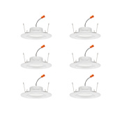 Juno Lighting Pack of (6) RetroBasics 5"/6" Switchable White LED Baffle Recessed Trims White