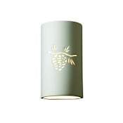 Justice Design Group Single Light 13.75" Outdoor Large Sun Dagger Cylinder Wall Sconce with Cutouts Rated for Wet Locations from the Ceramic Collection Bisque