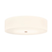 Justice Design Group Acryluxe 6 Light 30" Wide Flush Mount Drum Ceiling Fixture Brushed Brass / Opal