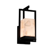Justice Design Group Laguna Single Light 12-1/4" Tall Integrated LED Outdoor Wall Sconce with Shaved Alabaster Stone Shade Matte Black