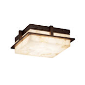 Justice Design Group Avalon Single Light 10" Wide Integrated LED Flush Mount Square Ceiling Fixture with Shaved Alabaster Stone Shade Dark Bronze