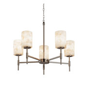 Justice Design Group Alabaster Rocks! 24" Union 5 Light Shaded Chandelier Brushed Nickel