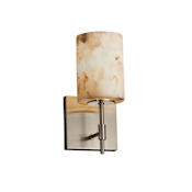 Justice Design Group Alabaster Rocks 4.5" Union LED Single Light Bathroom Sconce with Alabaster Rock Shade Brushed Nickel