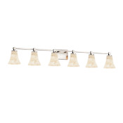 Justice Design Group Alabaster Rocks 6 Light 50-1/2" Wide Bathroom Vanity Light with Shaved Alabaster Rock Cast Resin Shade Brushed Nickel