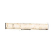 Justice Design Group Alabaster Rocks Single Light 28-1/2" Wide Integrated 3000K LED Bath Bar with Shaved Alabaster Rock Cast Resin Shade - ADA Compliant Brushed Nickel