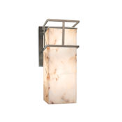 Justice Design Group Alabaster Rocks 4.5" Structure 1 Light Outdoor Wall Sconce Brushed Nickel