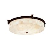 Justice Design Group Era 16" Wide LED Flush Mount Bowl Ceiling Fixture with Shaved Alabaster Shade Dark Bronze