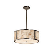 Justice Design Group Alabaster Rocks! 18" Wide Tribeca LED Drum Multi Light Pendant Brushed Nickel