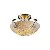 Justice Design Group Alabaster Rocks 13.75" Round Bowl Semi Flush Mount Ceiling Fixture Brushed Nickel
