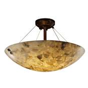 Justice Design Group Alabaster Rocks 27" Round Bowl LED Semi Flush Mount Ceiling Fixture Dark Bronze