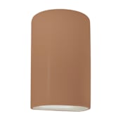 Justice Design Group Ambiance 10" Tall Half Cylinder Open Top LED Outdoor Wall Sconce Adobe