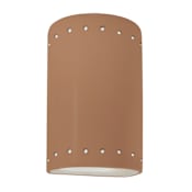 Justice Design Group Ambiance 10" Tall Perforated Half Cylinder Open Top Wall Sconce Adobe