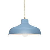 Justice Design Group Radiance 12" Wide LED Pendant with a Ceramic Sky Blue Shade Antique Brass