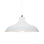 Justice Design Group Radiance 14" Wide LED Pendant with a Ceramic Gloss White Shade Antique Brass