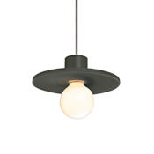 Justice Design Group Radiance 8" Wide Mini Pendant with Pewter Green Ceramic Shade Brushed Nickel
