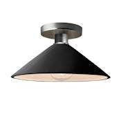 Justice Design Group Radiance 12" Wide Semi-Flush Ceiling Fixture with a Ceramic Gloss Black Shade Brushed Nickel