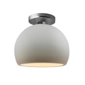Justice Design Group Radiance 7" Wide Semi-Flush Globe Ceiling Fixture with a Ceramic Bisque Shade Brushed Nickel