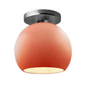 Justice Design Group Radiance 10" Wide Semi-Flush Globe Ceiling Fixture with a Ceramic Gloss Blush Shade Brushed Nickel
