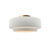 Justice Design Group Radiance Collection - Tier 12" Wide Semi-Flush Ceiling Fixture with Bisque Shade Brushed Brass