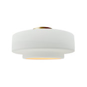 Justice Design Group Radiance Collection - Tier 15" Wide Semi-Flush Ceiling Fixture with Gloss White Shade Brushed Brass