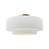 Justice Design Group Radiance Collection - Tier 17" Wide Semi-Flush Ceiling Fixture with Gloss White with Gloss White Interior Shade Brushed Brass