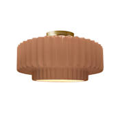 Justice Design Group Radiance Collection - Pleated Tier 15" Wide LED Semi-Flush Ceiling Fixture with Adobe Shade Brushed Brass
