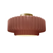 Justice Design Group Radiance Collection - Pleated Tier 15" Wide LED Semi-Flush Ceiling Fixture with Canyon Clay Shade Brushed Brass