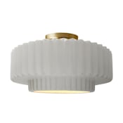 Justice Design Group Radiance Collection - Pleated Tier 17" Wide Semi-Flush Ceiling Fixture with Bisque Shade Brushed Brass