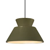 Justice Design Group Radiance Collection - Trapezoid 14" Wide LED Pendant with Matte Green Shade Matte Black