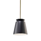 Justice Design Group Radiance Collection - Trapezoid 8" Wide Mini Pendant with Carbon Matte Black Shade Antique Brass